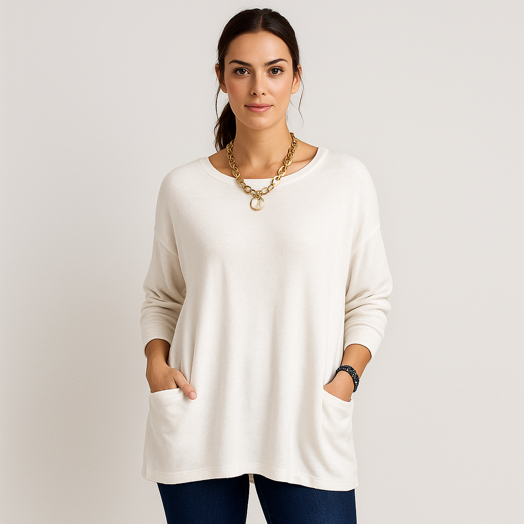 Shaira - Oversize Solid Color Long Sleeve Blouse