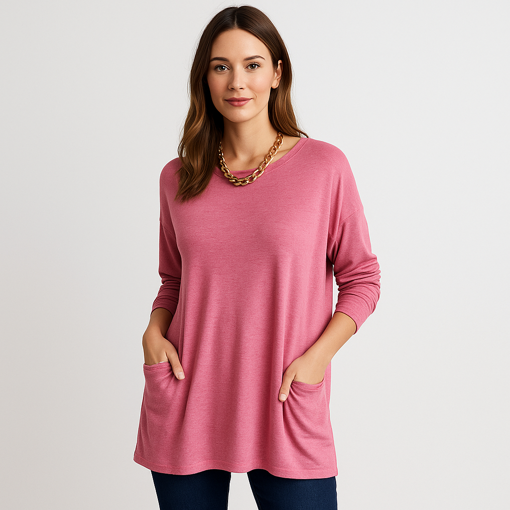 Shaira - Oversize Solid Color Long Sleeve Blouse