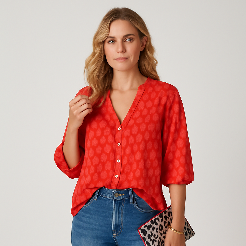 Emma - Blouse with Buttons, Loose and Comfortable