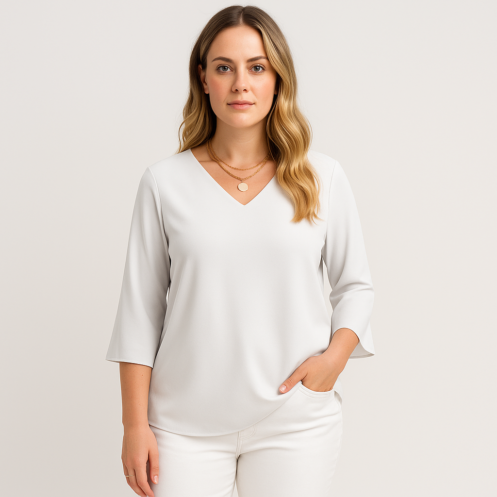 Thelma - Elegant Long Sleeve Top with V-Neck