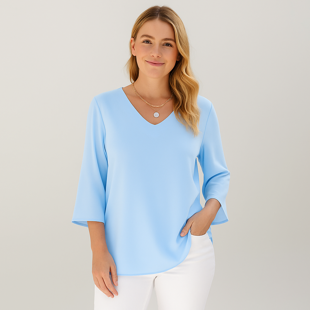 Thelma - Elegant Long Sleeve Top with V-Neck
