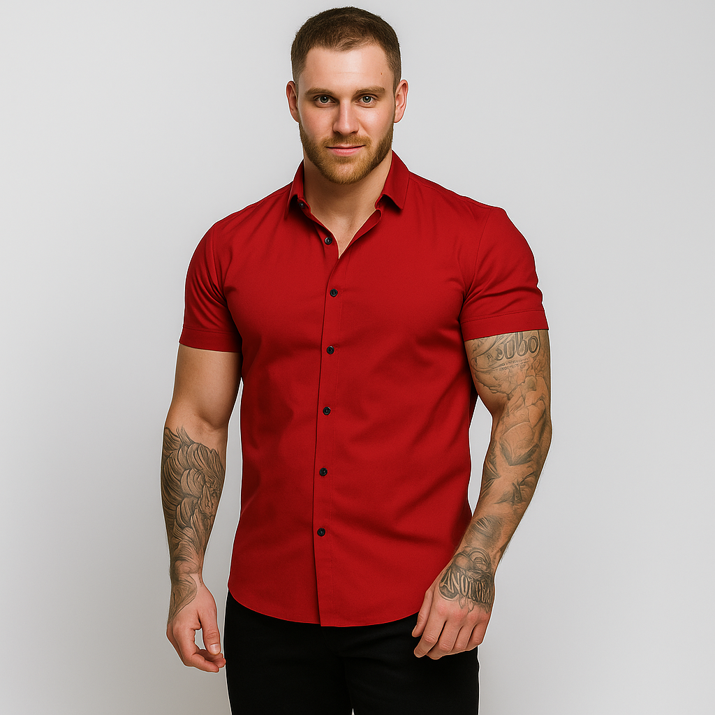 Lorenz - Modern Slim Fit Shirt with Short Sleeves
