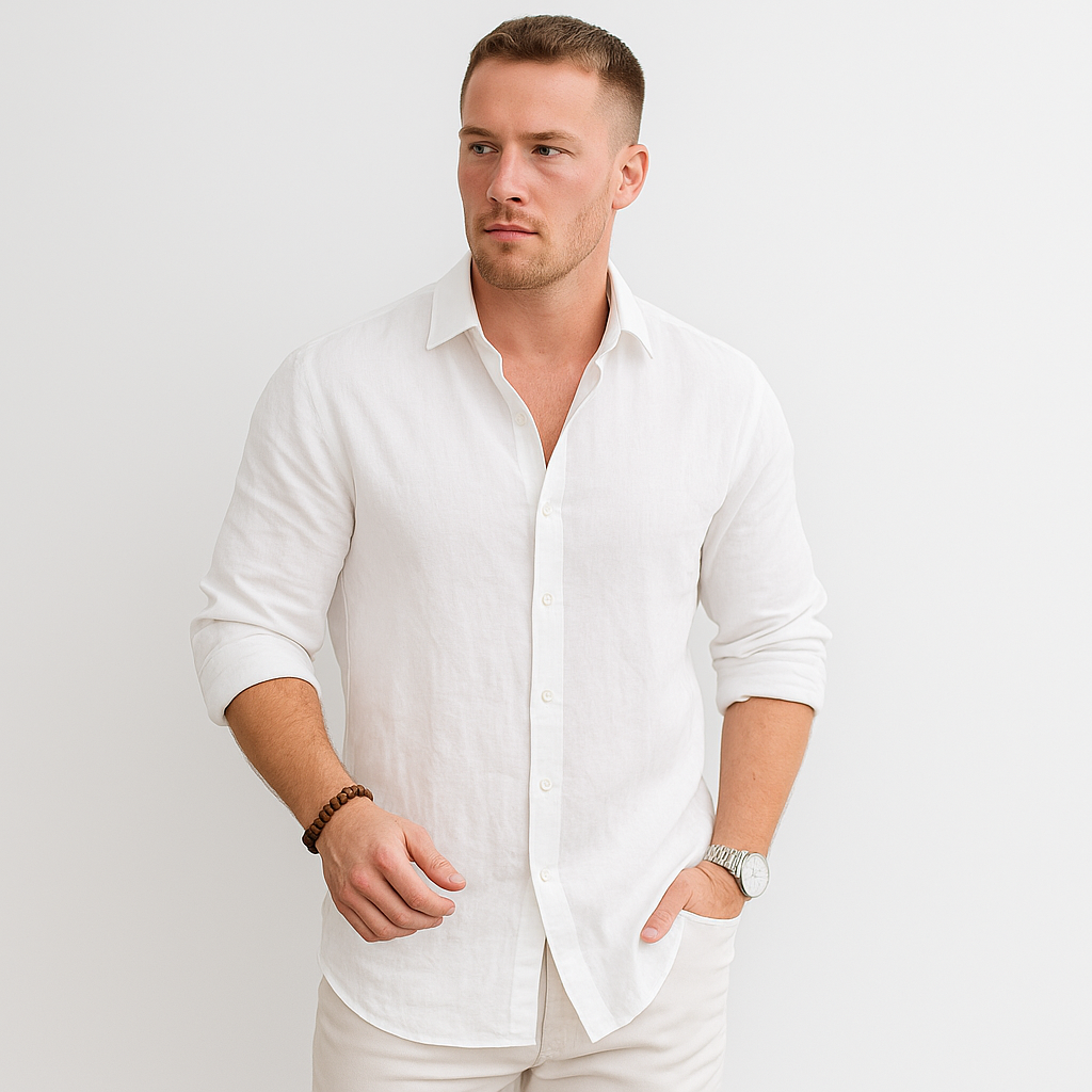 Oliver - Casual Long Sleeve Shirt with Button Closure