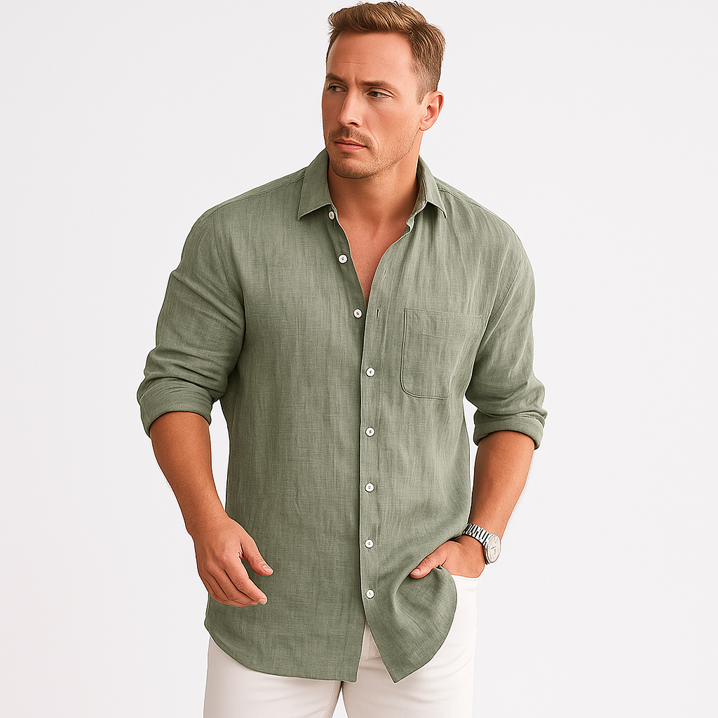 Oliver - Casual Long Sleeve Shirt with Button Closure