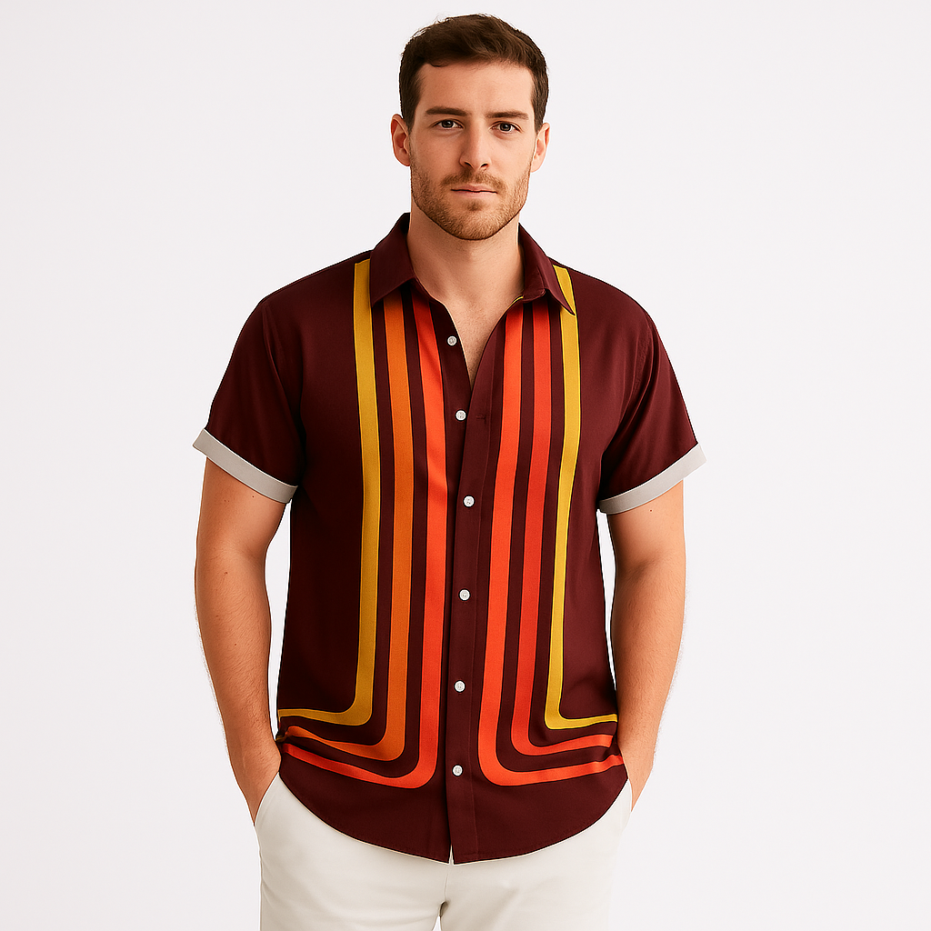 Felix Short Sleeve Shirt for Men - Relaxed Fit with Jacket Collar and Button Closure