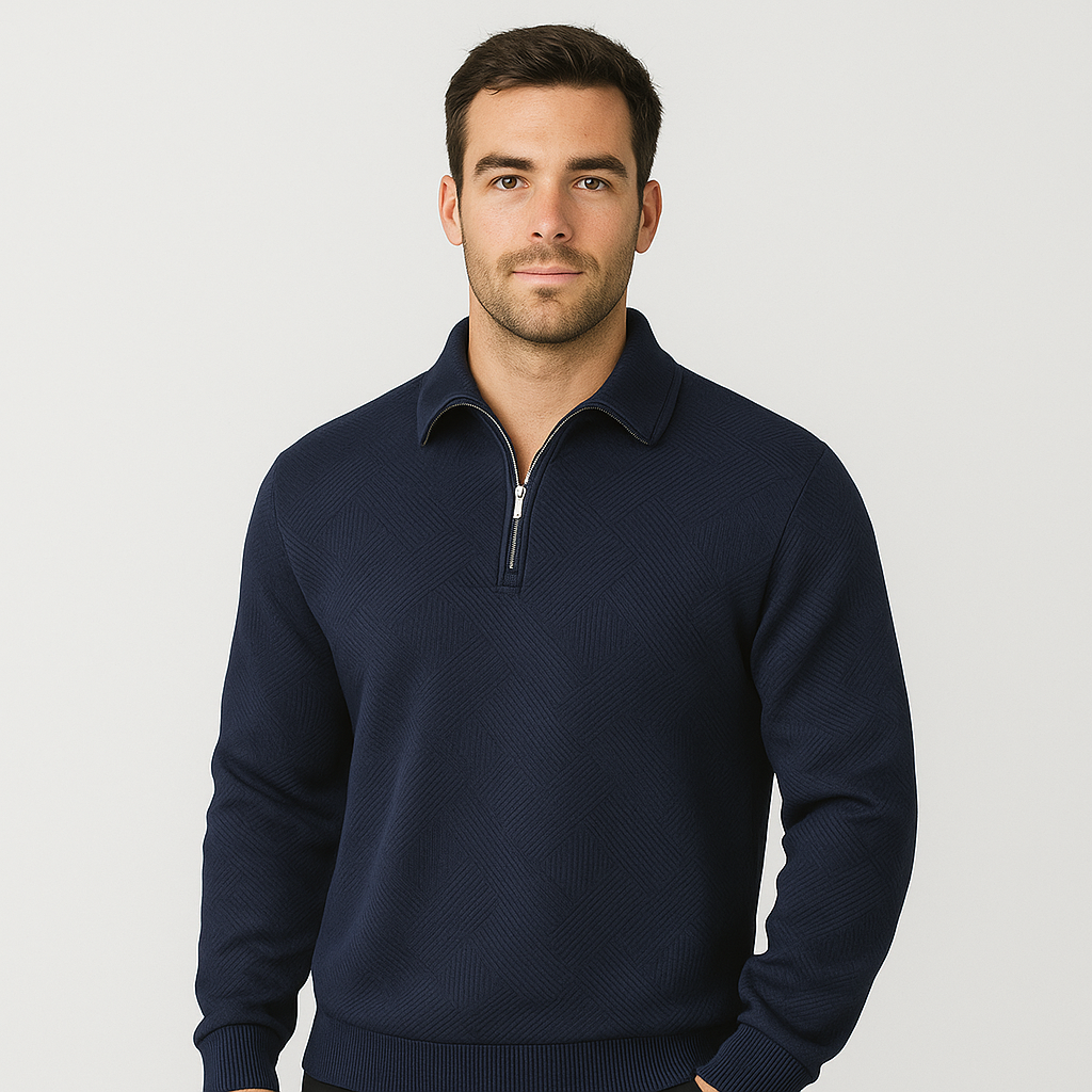 George - Comfortable Sweater with Zip and Collar
