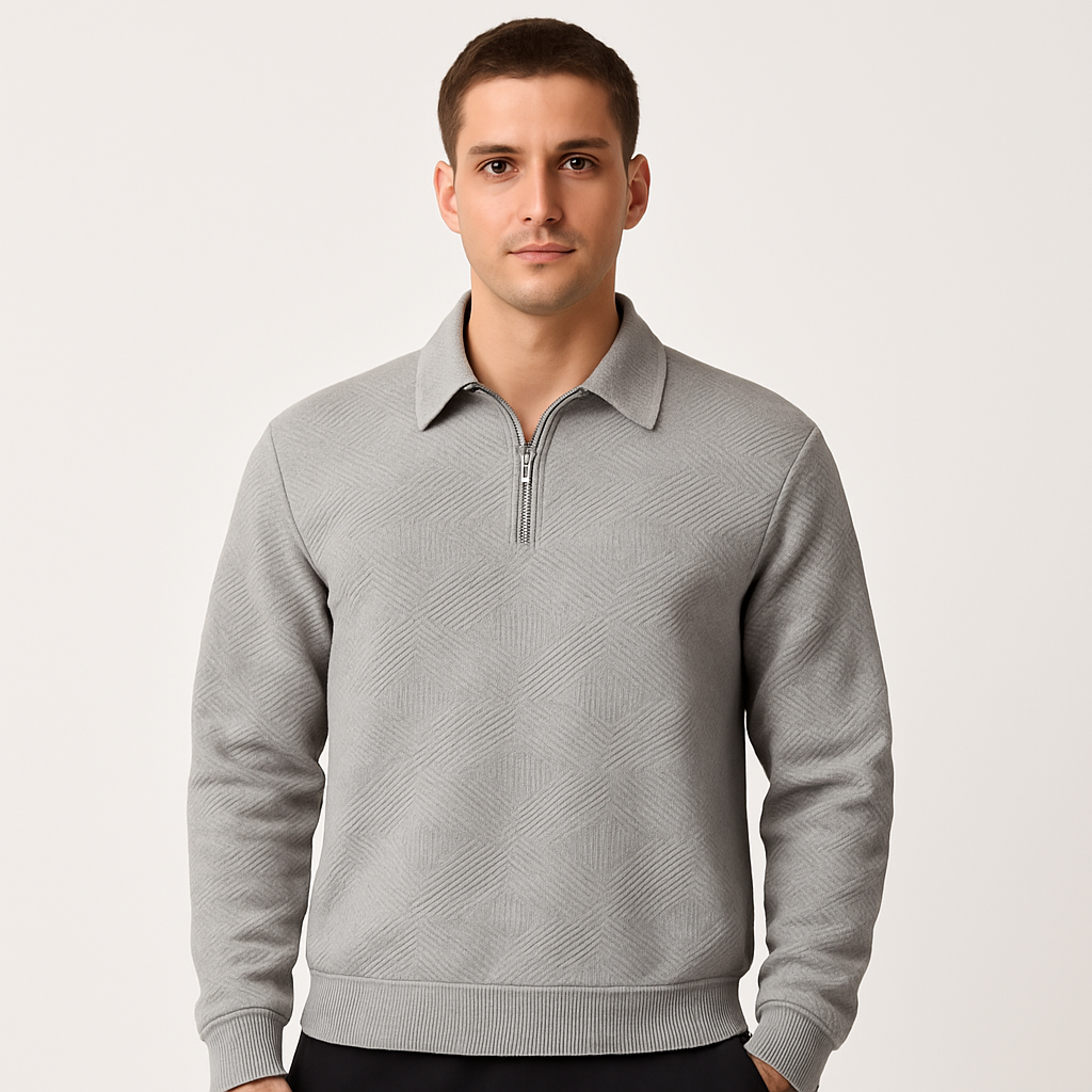George - Comfortable Sweater with Zip and Collar