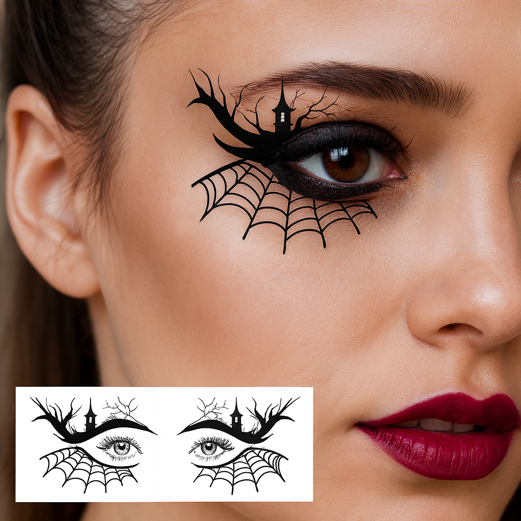 Noctora | Halloween Tattoo Sticker Set with 10 Designs for Face and Body