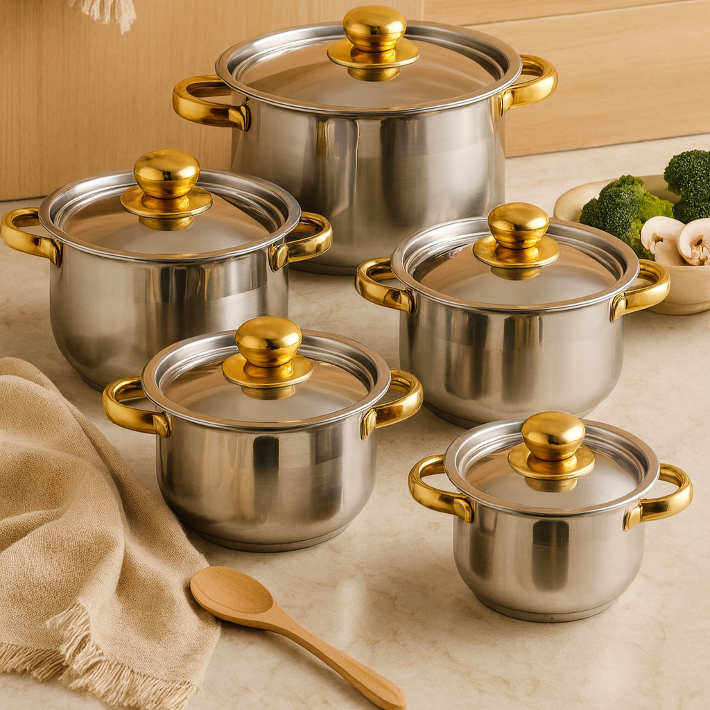 Lucien | 5-Piece Non-Stick Stainless Steel Cookware Set