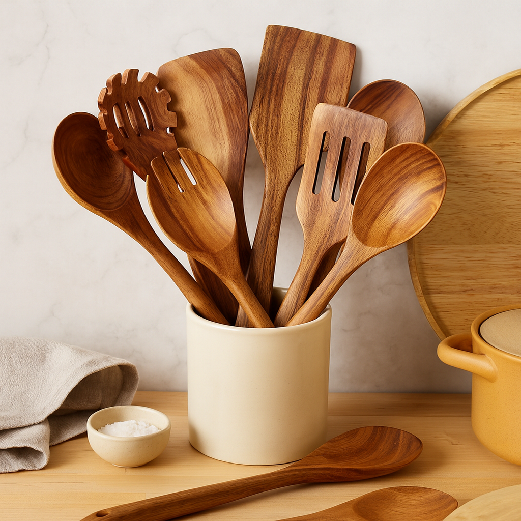 Acrona | 9-Piece Kitchen Utensil Set Made of Acacia Wood