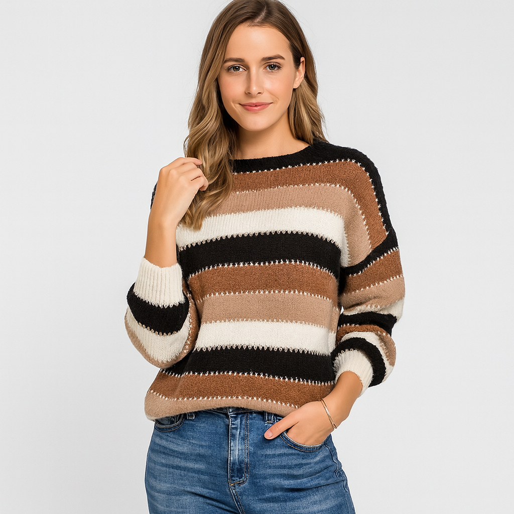 Tahlia Vintage Colorblock Knit Sweater