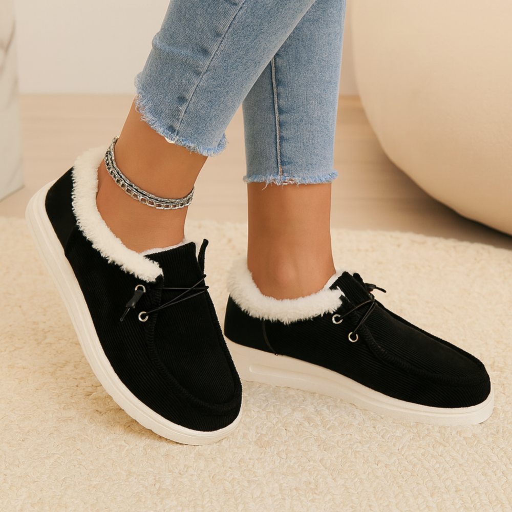 Elise | Cozy Velvet Winter Shoes with Faux Fur Lining