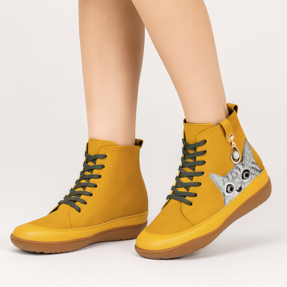 Leonore | Cat Pattern Winter Boots