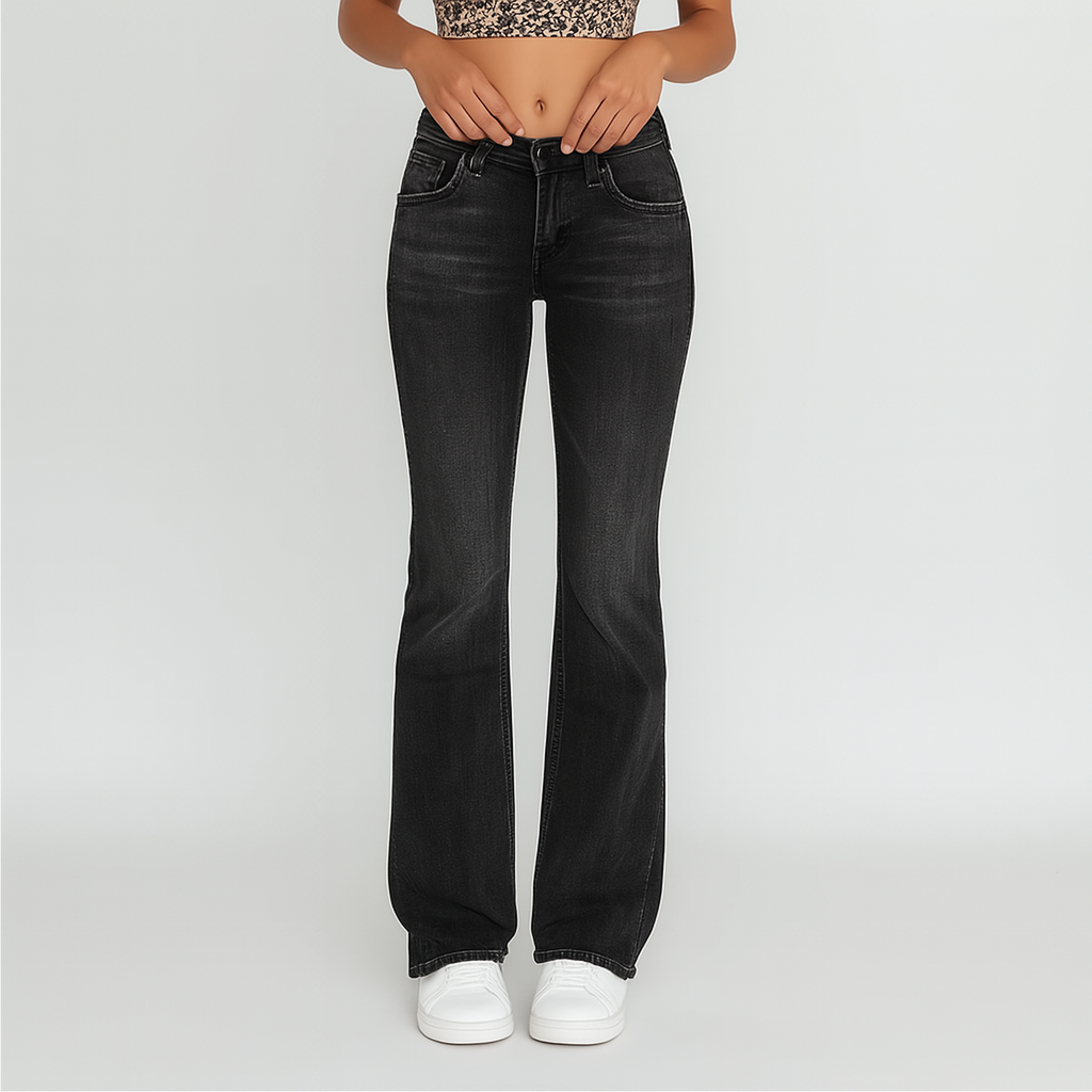 Eve – Women's Washed Flare Jeans – Casual Fit with Pockets