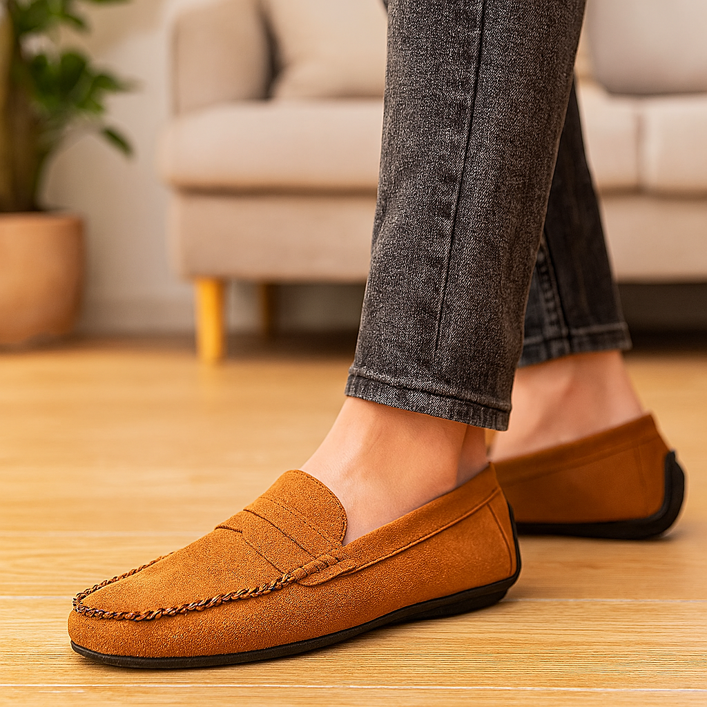 Milano Men's Leather Loafers – Classic Slip-On Shoes with Non-Slip Sole