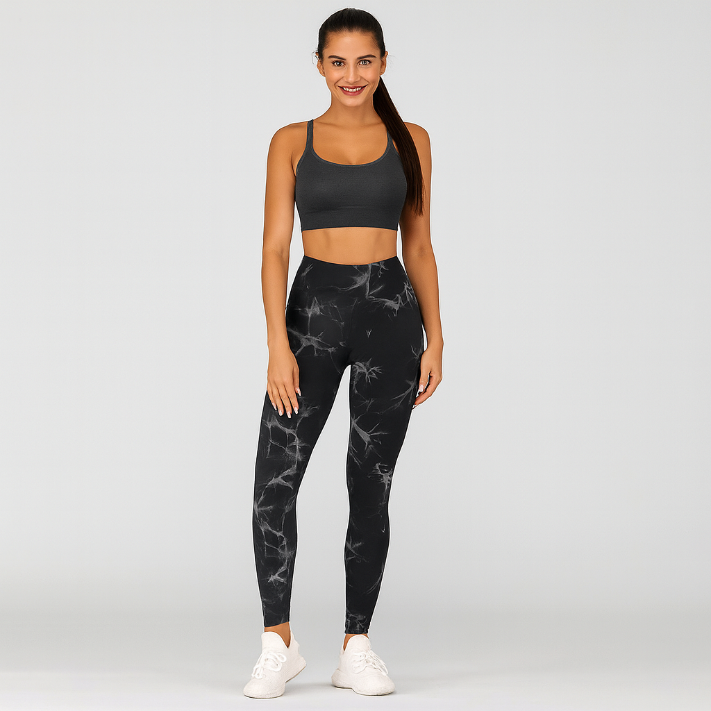 Elegant Marble Batik Yoga Leggings – Stylish and Sporty Activewear for Women