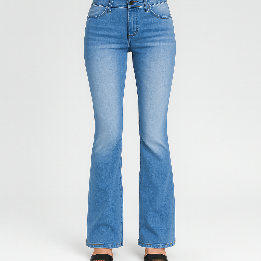 Sophia – Women's Bootcut Flare Jeans with Low Waist in Solid Color Stretch Denim