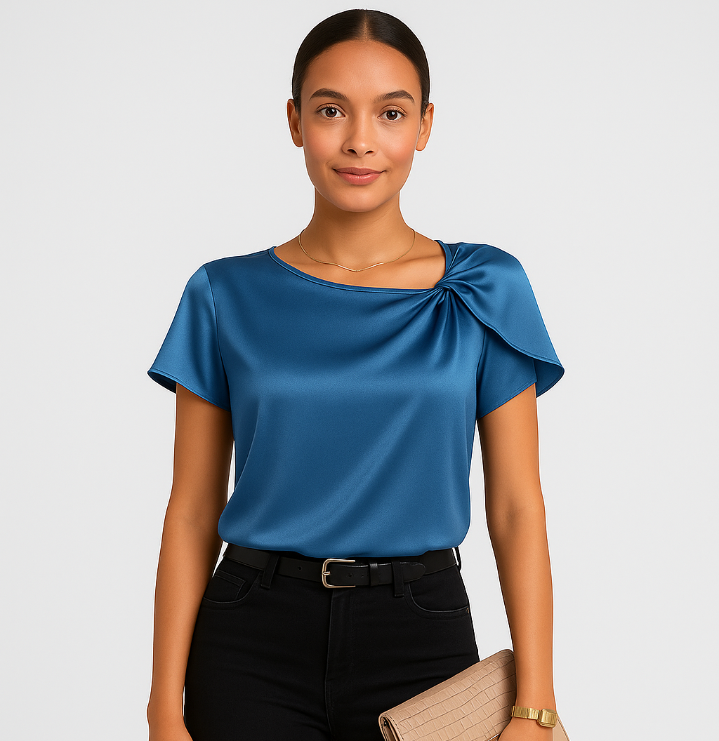 Lena – Modern, Elegant Shoulder Blouse with Knot Details