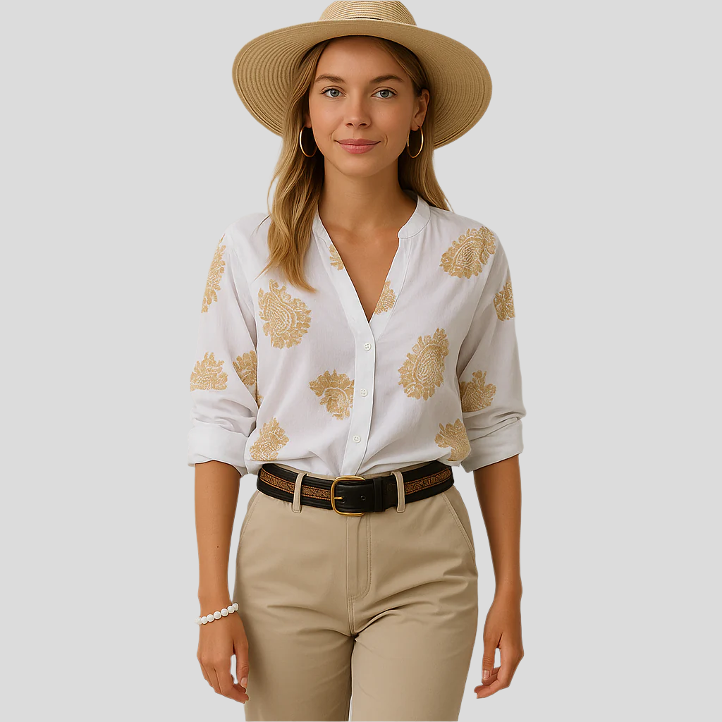 Isla Bohemian Chic Summer Blouse – Long Sleeve Top