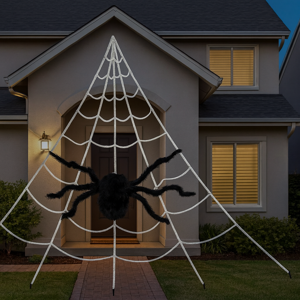 DarkWeave Giant Spider Web 16ft – Halloween Outdoor Decoration for Garden & Patio