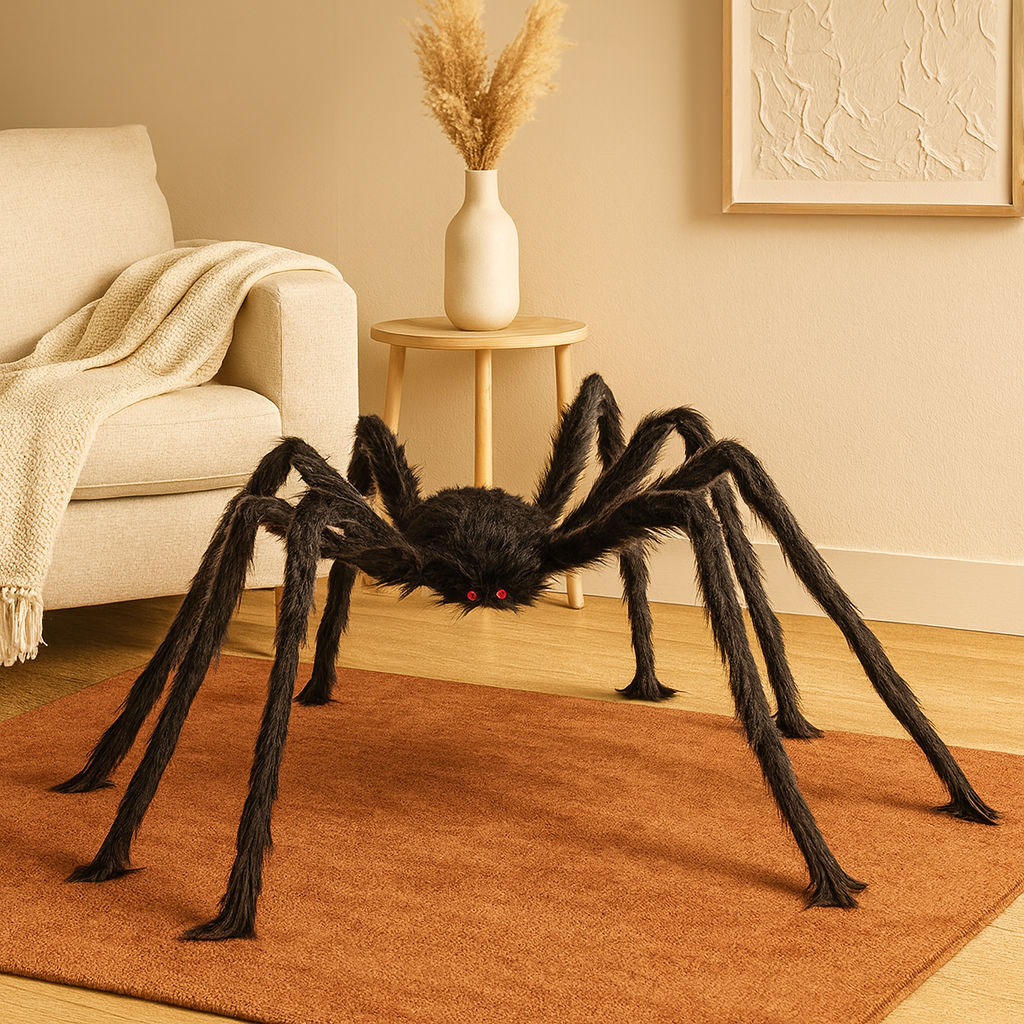 DarkCrawl Giant Spider 150 cm – Black Halloween Decoration for House & Garden