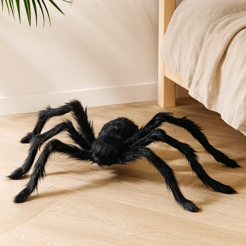DarkCrawl Giant Spider 150 cm – Black Halloween Decoration for House & Garden