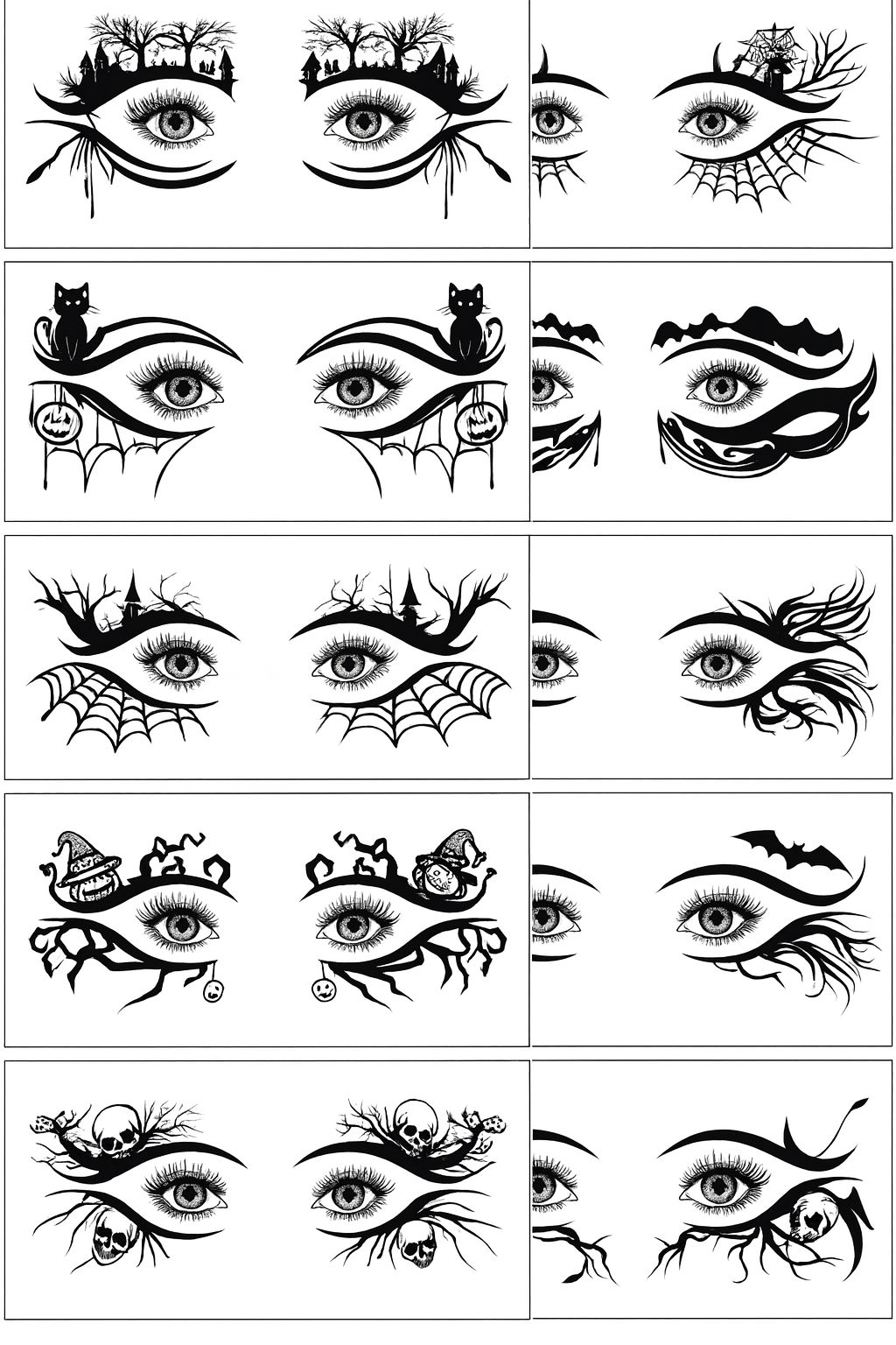 Noctora | Halloween Tattoo Sticker Set with 10 Designs for Face and Body