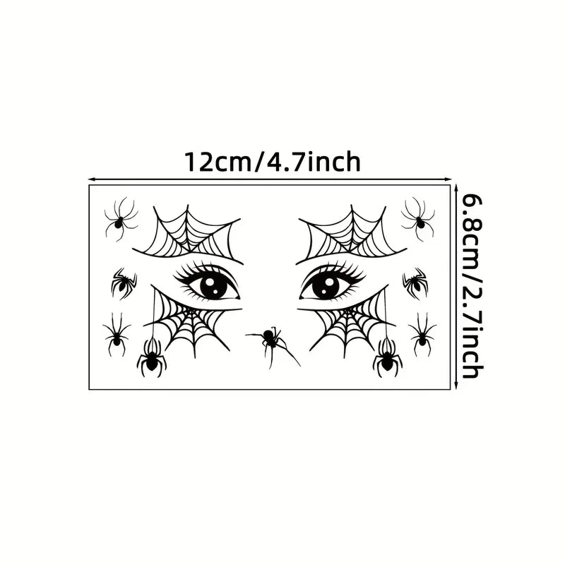 DarkAura | Pack of 10 Halloween Fake Tattoo Stickers – Black Spider Web Pattern for Face, Arms, and Party Decor