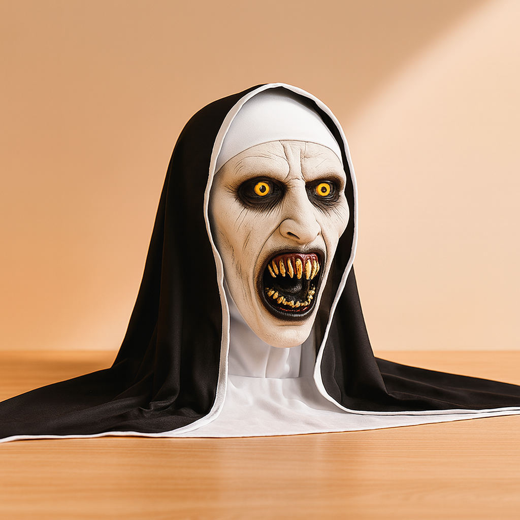 DarkVow Halloween Nun Mask – Horror Latex Mask for Adults