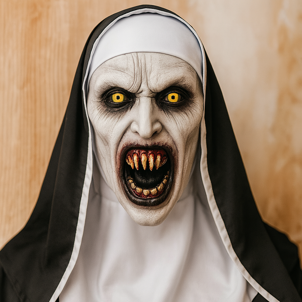 DarkVow Halloween Nun Mask – Horror Latex Mask for Adults