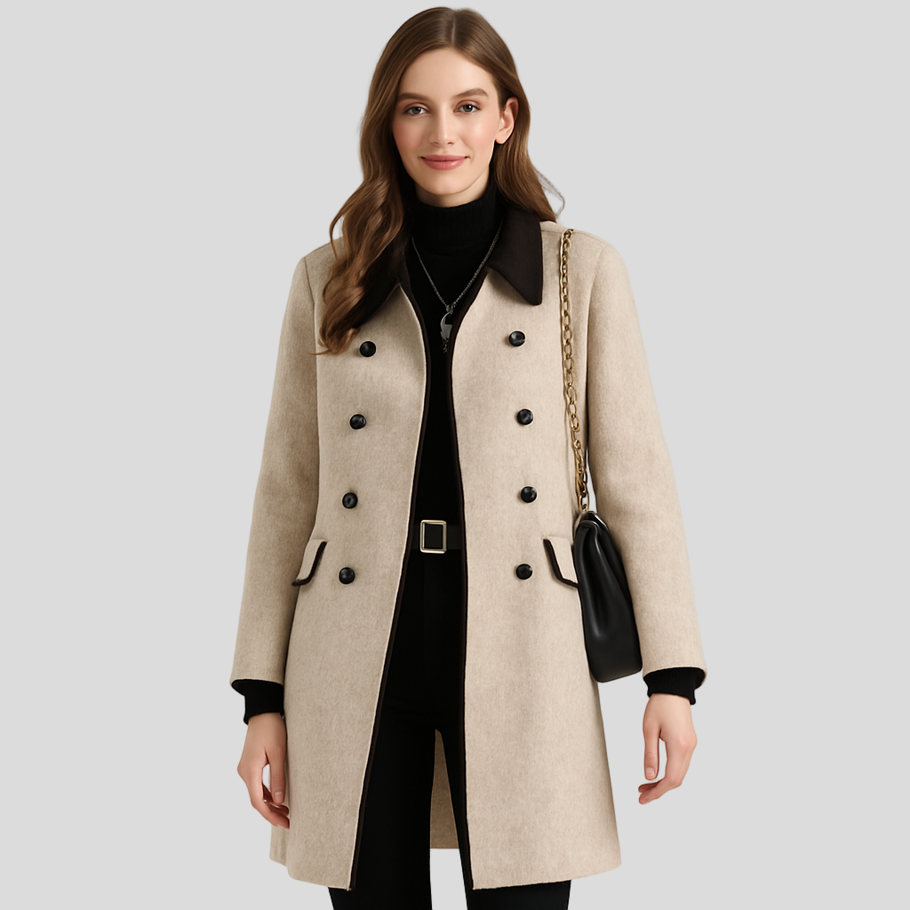 Dorothy | Elegant Contrast Trim Coat