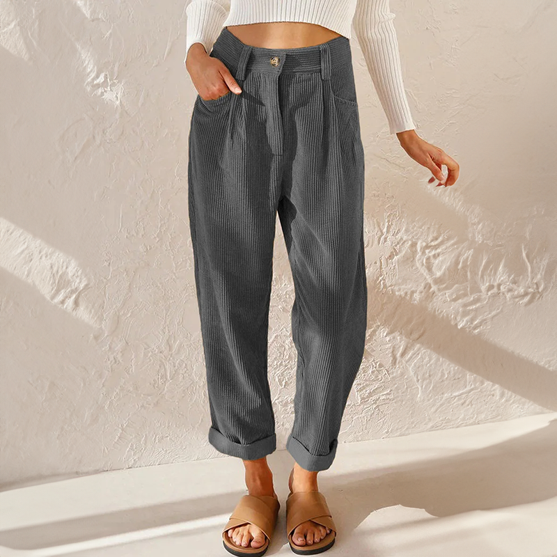 Klair - High-waisted velour pants with a relaxed fit