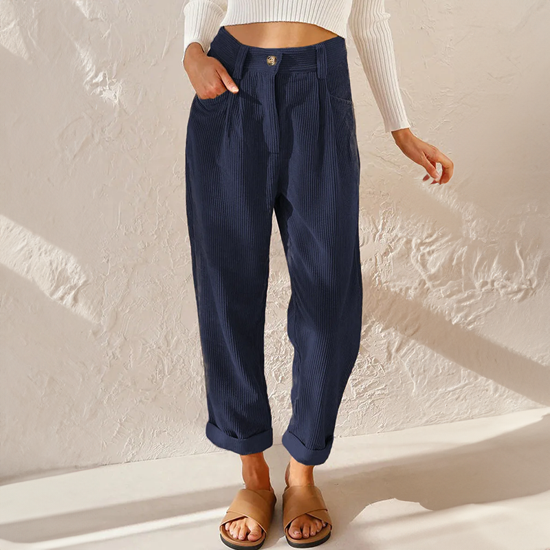 Klair - High-waisted velour pants with a relaxed fit