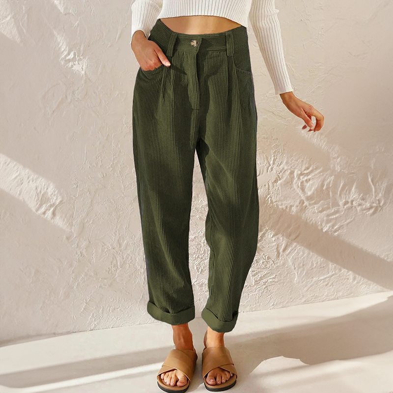 Klair - High-waisted velour pants with a relaxed fit