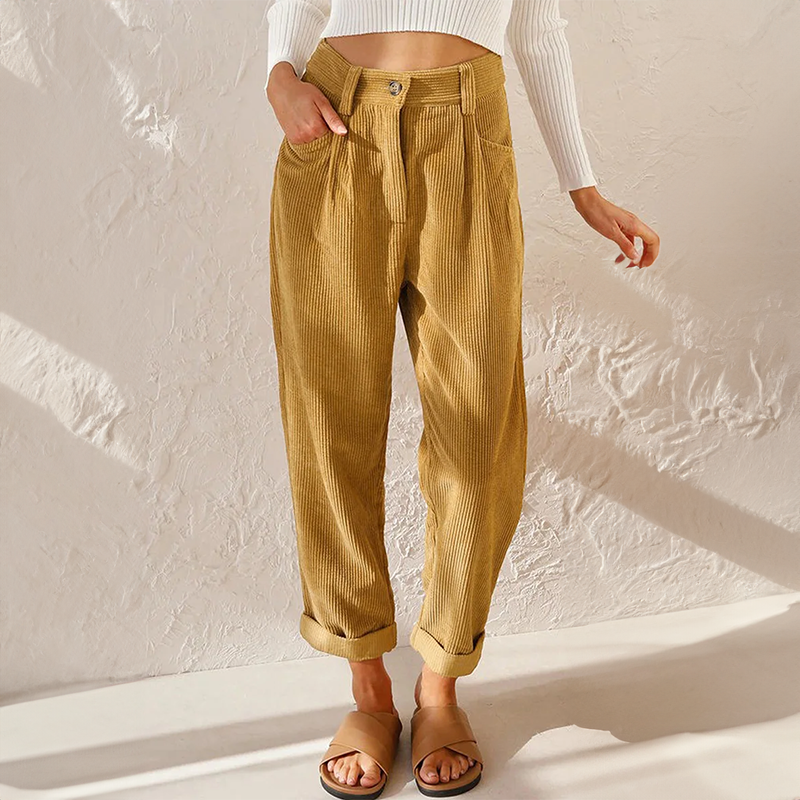 Klair - High-waisted velour pants with a relaxed fit