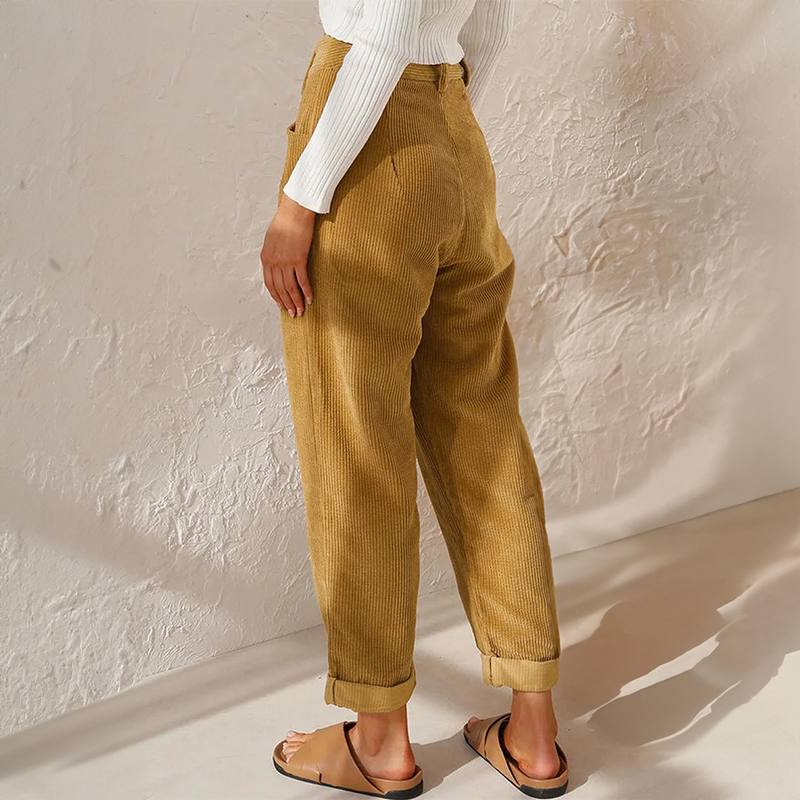 Klair - High-waisted velour pants with a relaxed fit