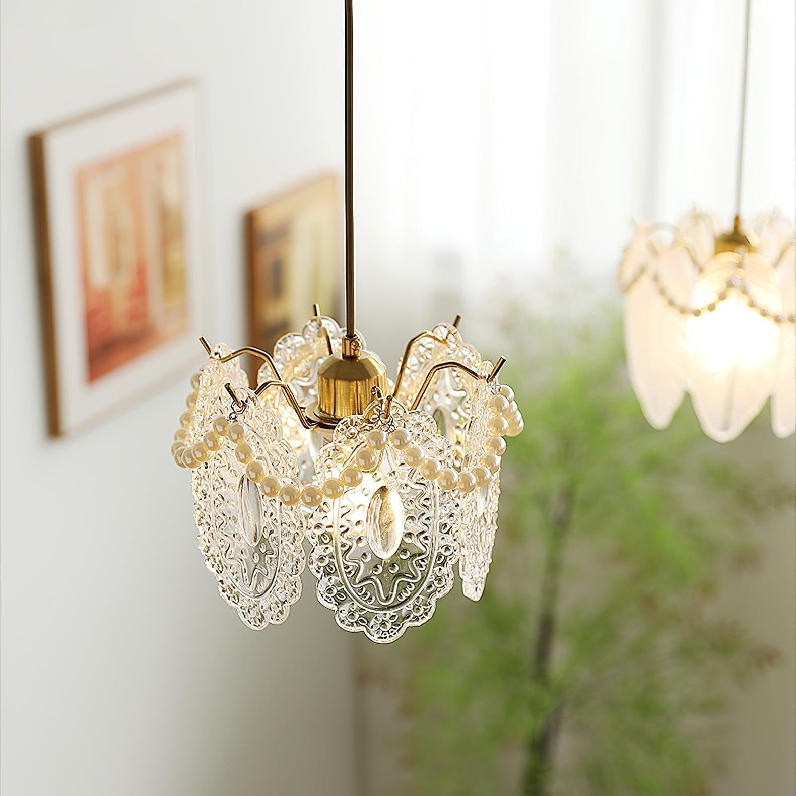 Aurora Vintage Pendant Light with Floral Details