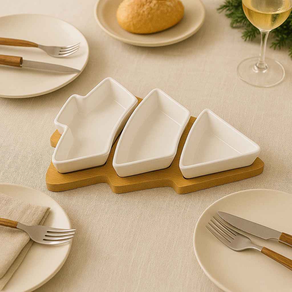 Frostbloom | Festive Ceramic Tree Tray Set