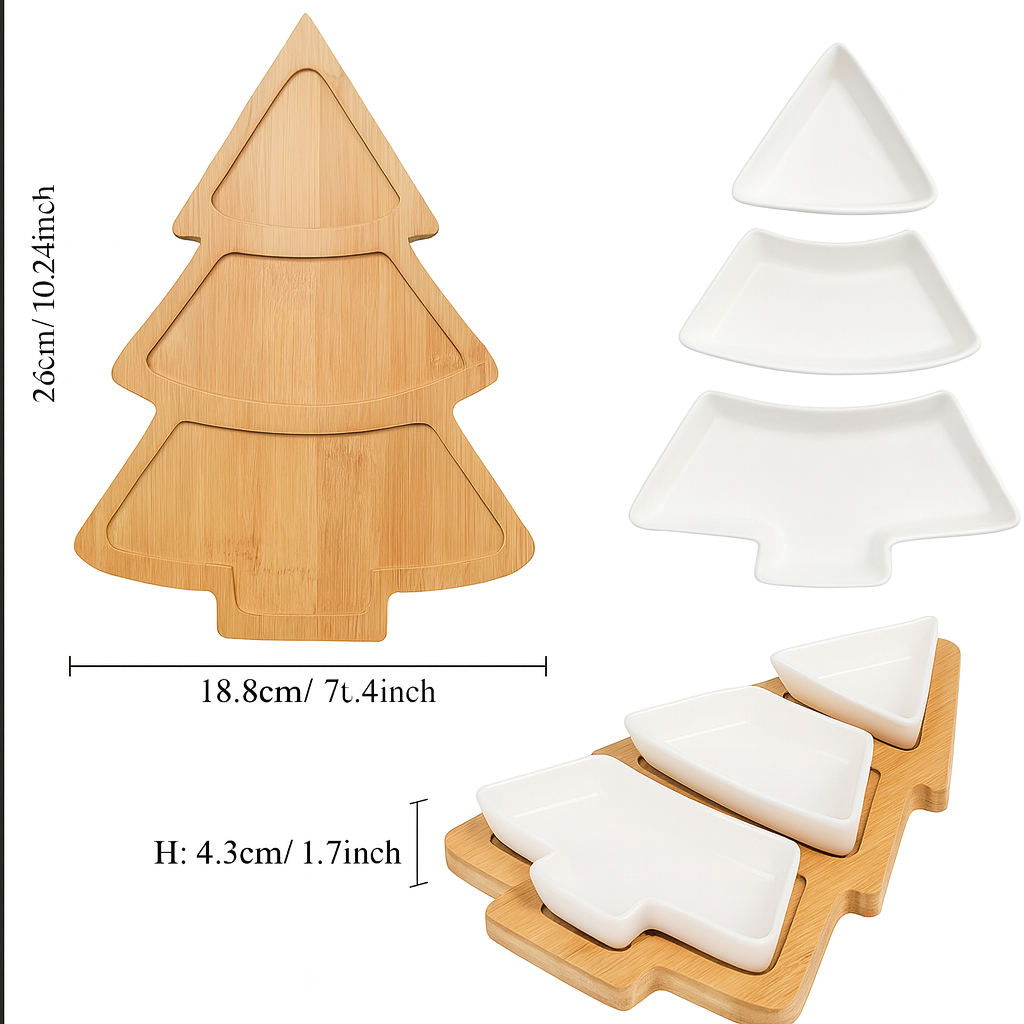 Frostbloom | Festive Ceramic Tree Tray Set
