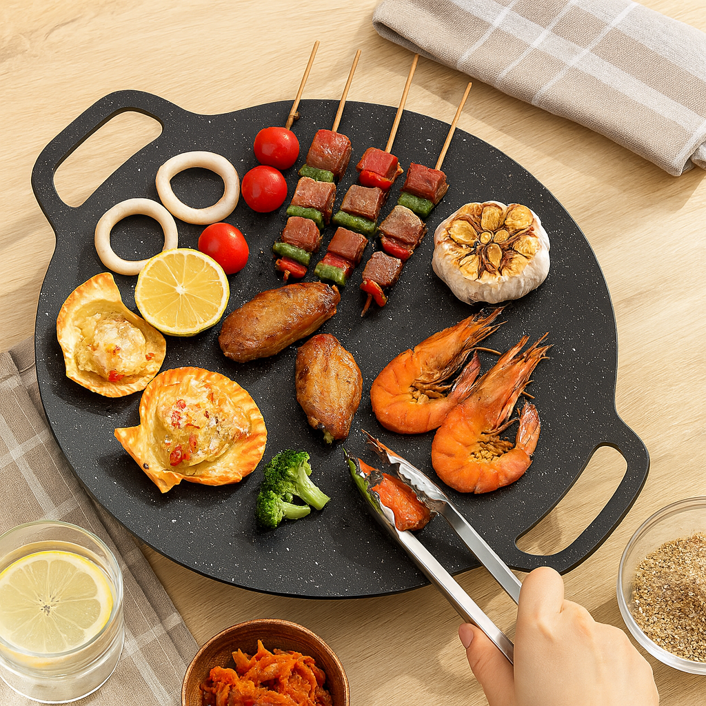 Grilvara | Round Cast Iron Grill Pan with Non-Stick Coating