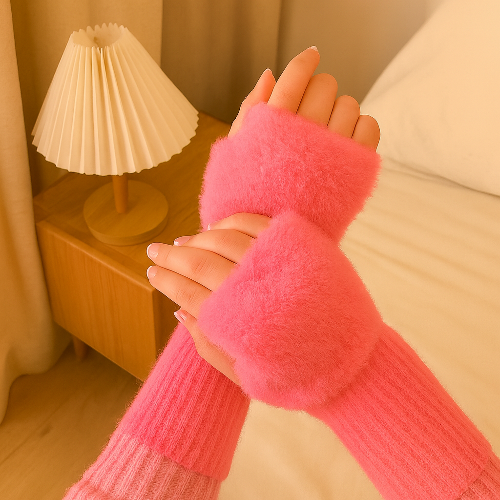 Heike | Fingerless Plush Knit Gloves