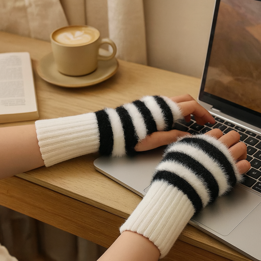 Heike | Fingerless Plush Knit Gloves