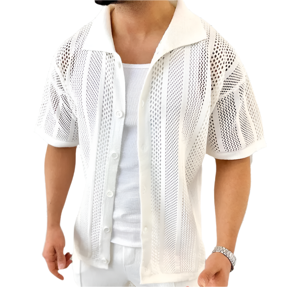 Men's Short Sleeve Cardigan with Button Closure Oliver