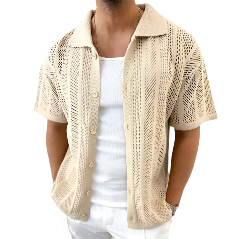 Men's Short Sleeve Cardigan with Button Closure Oliver