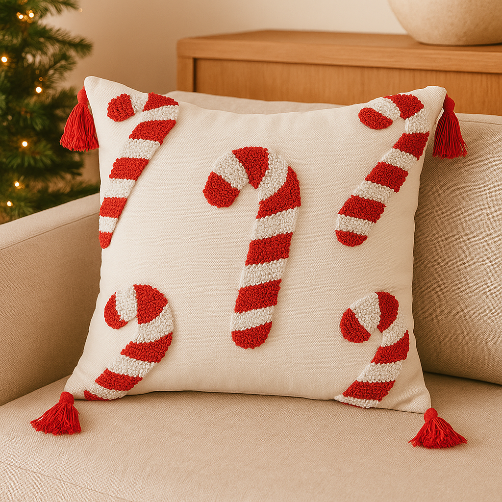 Jollora | Christmas Pillowcase Cover with Candy Cane Design