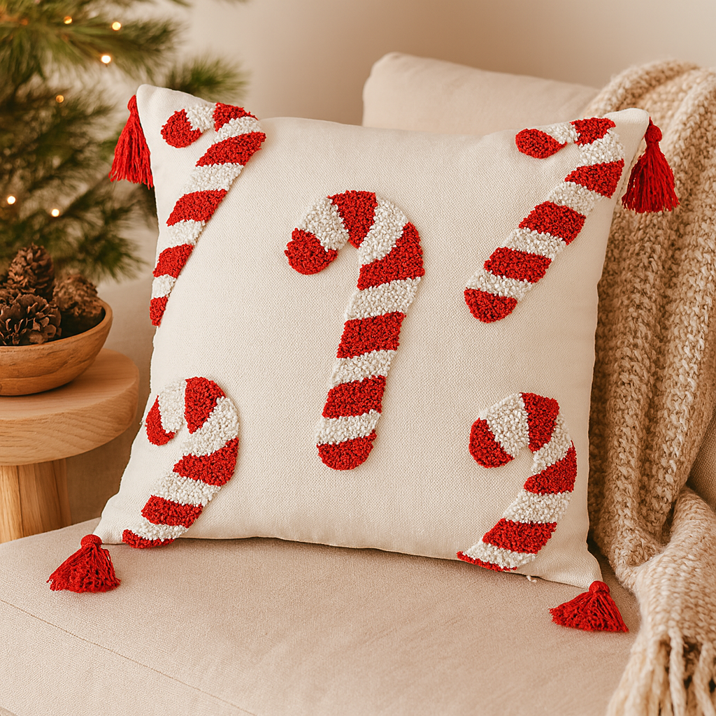 Jollora | Christmas Pillowcase Cover with Candy Cane Design