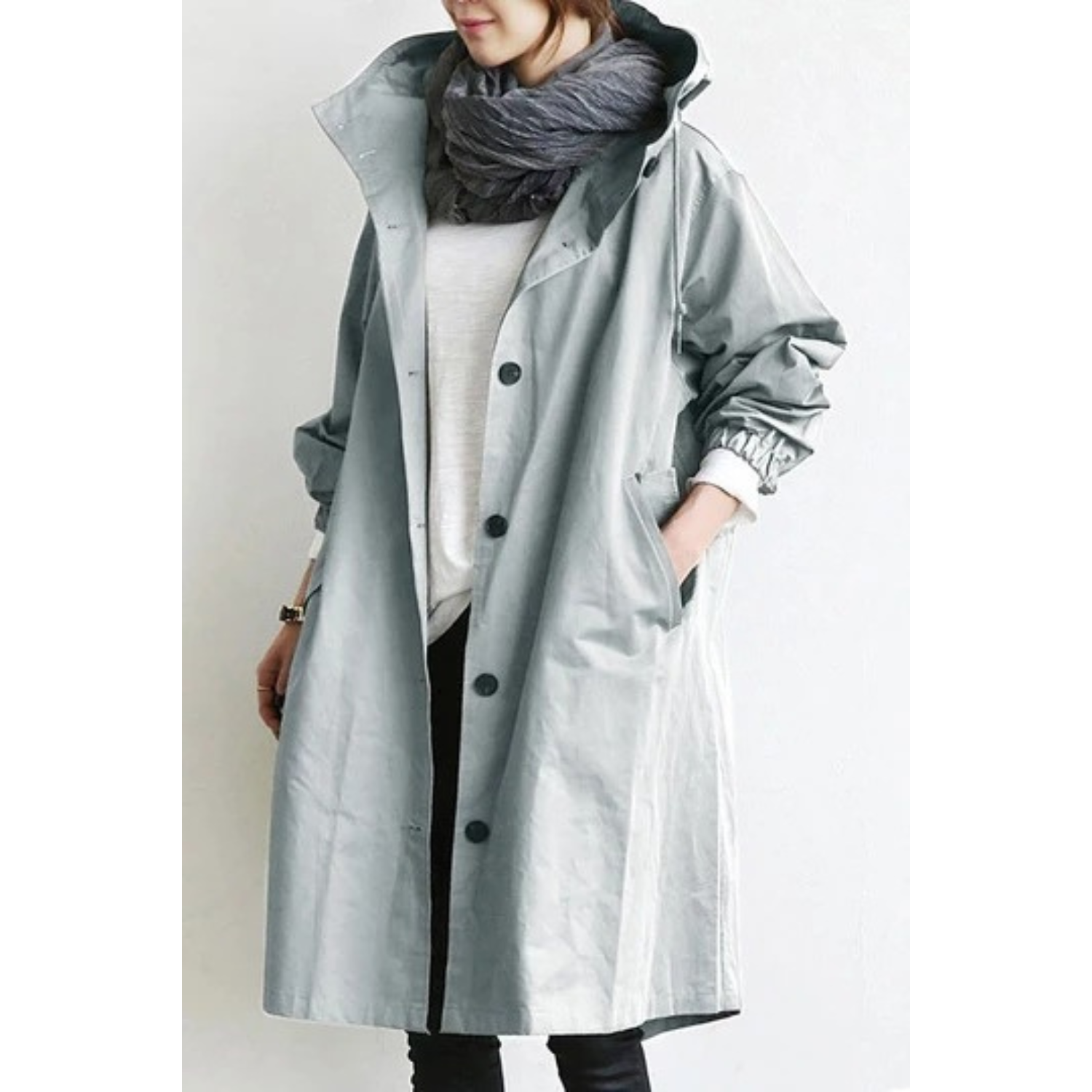 CELINE | Long Trench Coat with Hood – Stylish & Functional