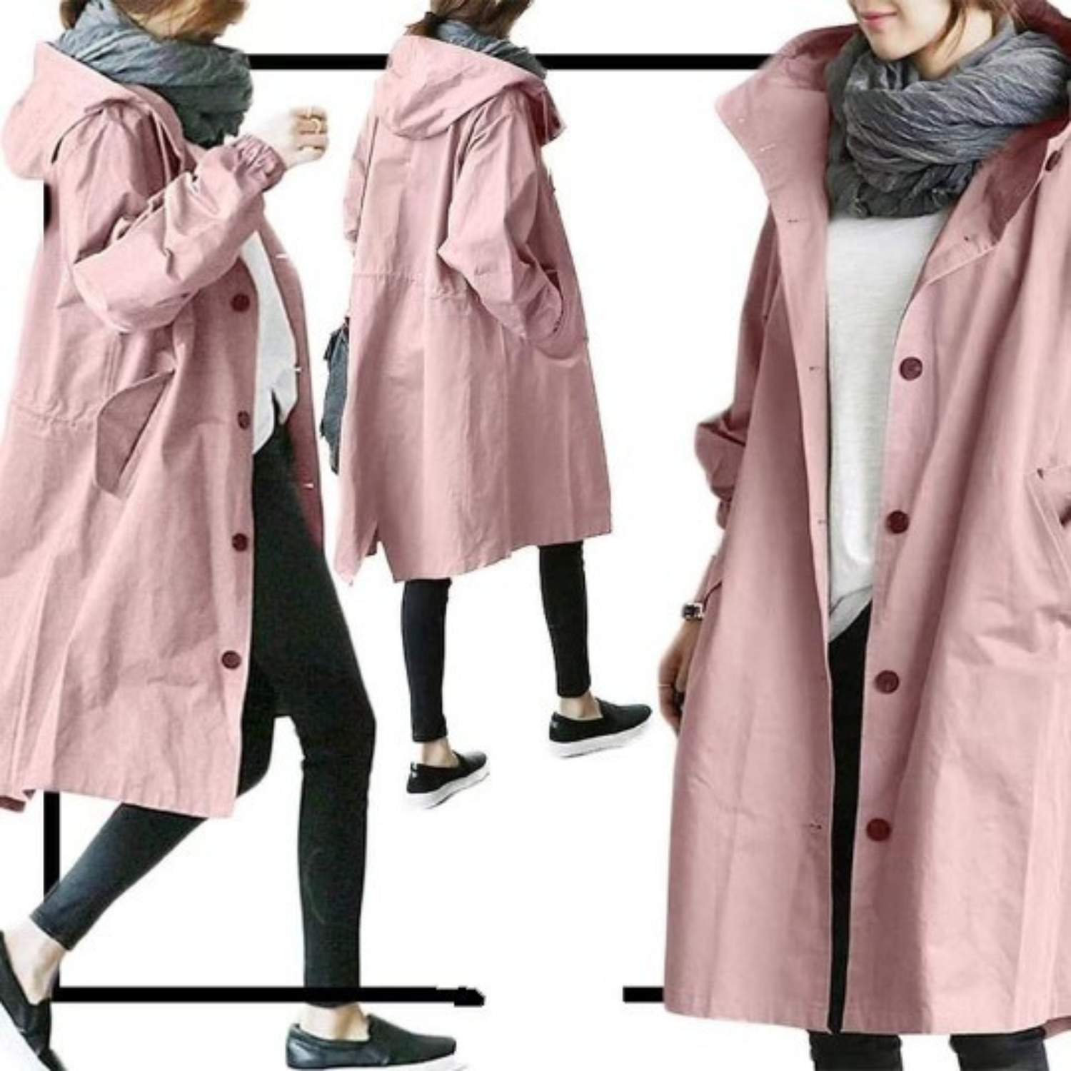 CELINE | Long Trench Coat with Hood – Stylish & Functional