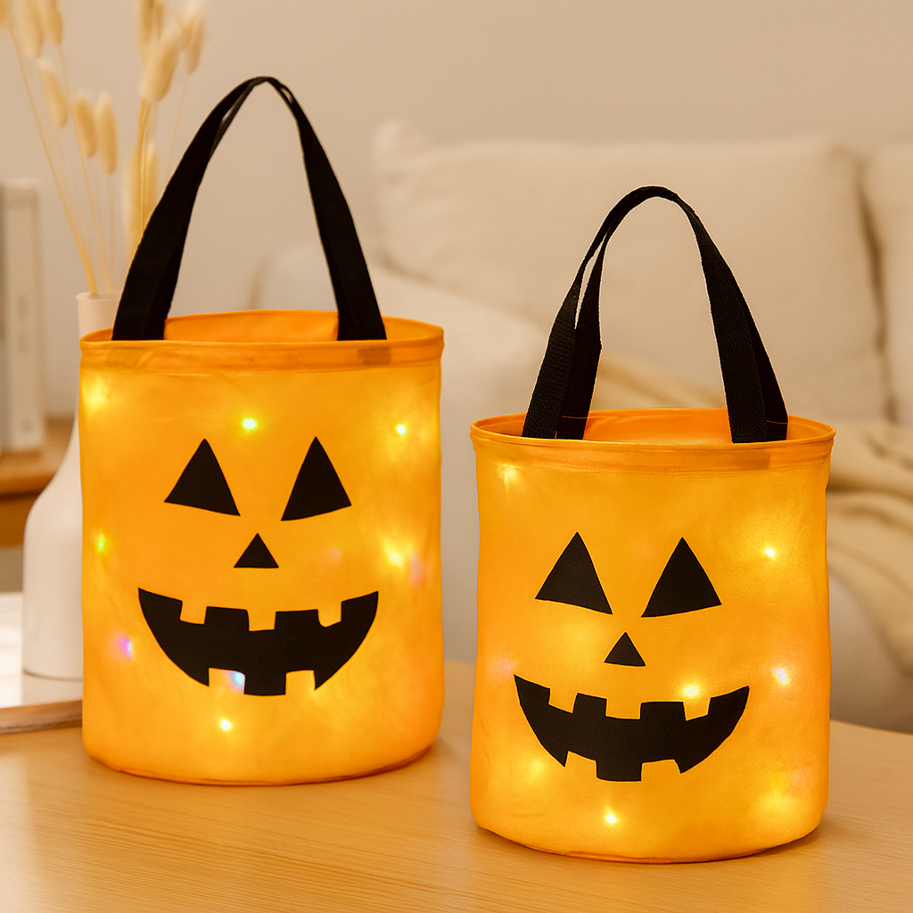 Lanora | Halloween Pumpkin Tote Bag Set with Glowing Pumpkins