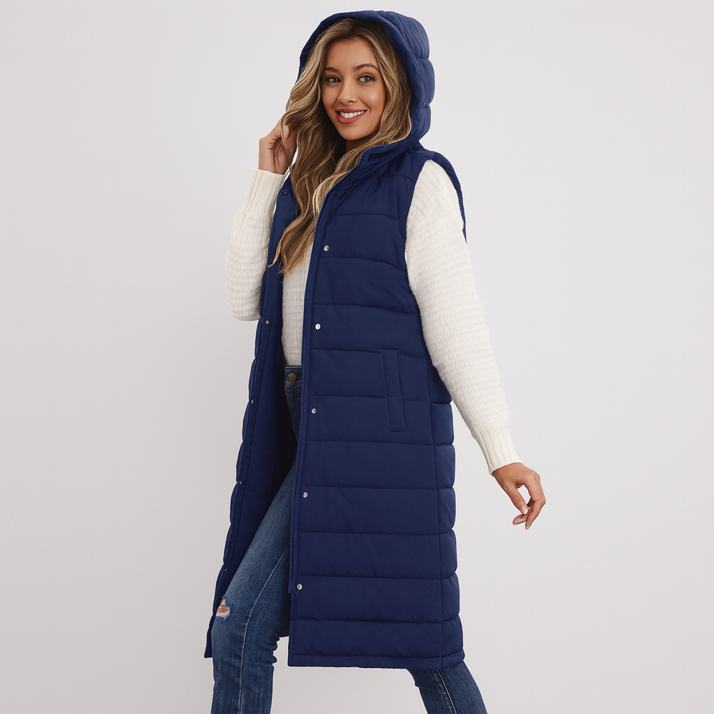Lynnbrook | Hooded Sleeveless Coat with Button Front